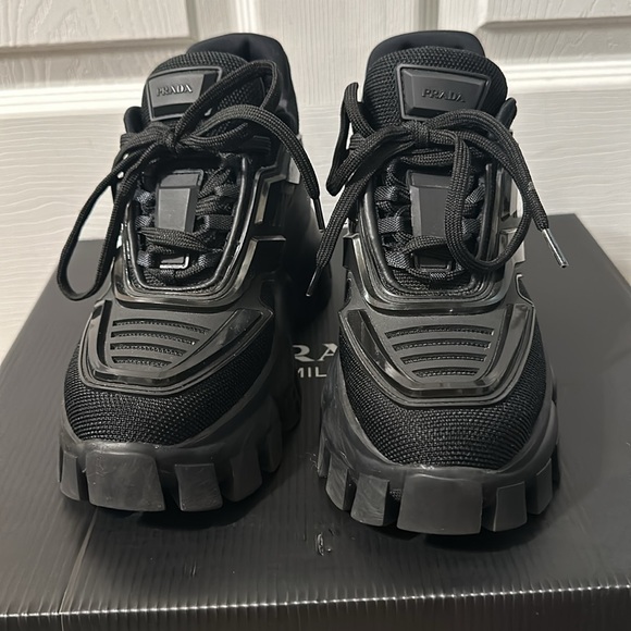 Prada Calzature Donna Nero maglia tech rubber wedge sneakers, Sz 35.5 - Picture 3 of 16